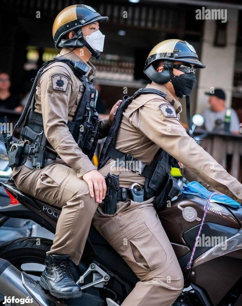 Új Thai motoros rendőr bukósisak állítható méret S-XL-s között