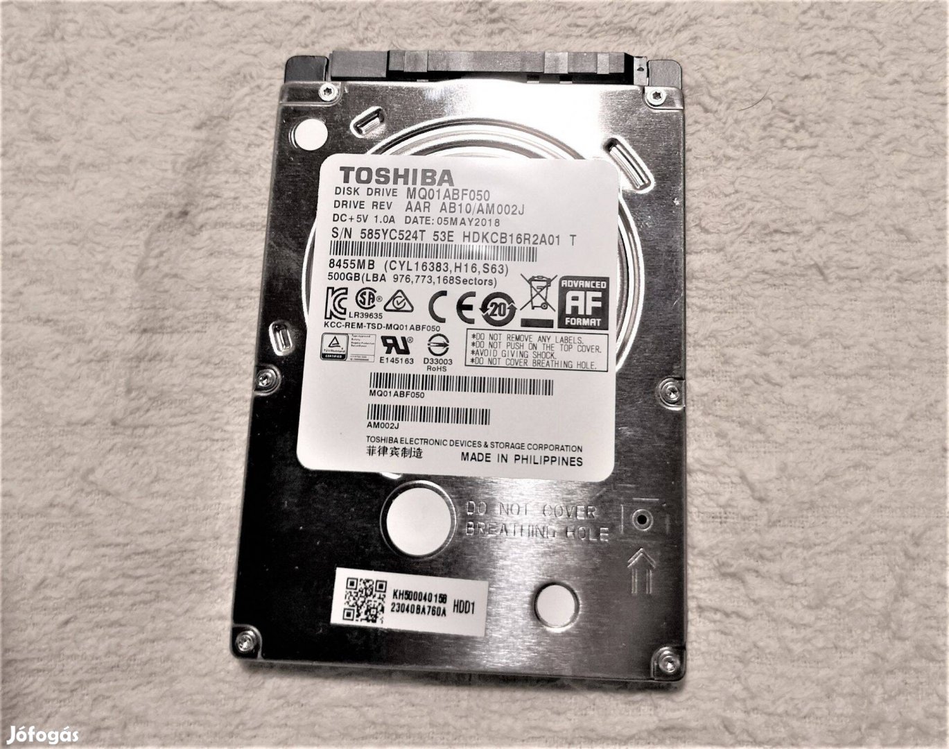 Új Toshiba laptop HDD, 500 GB, 2.5", 7 mm, winchester (Merevlemez )