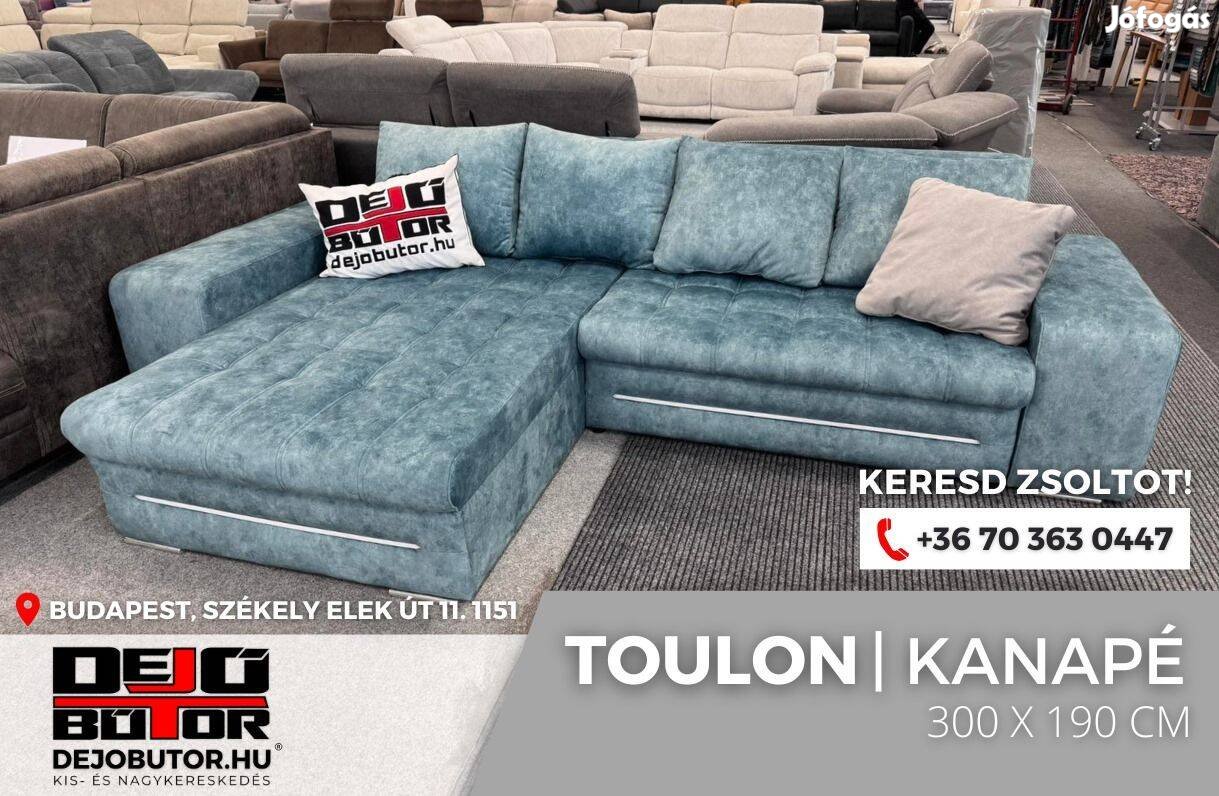 Új Toulon kék sarok kanapé ülőgarnitúra 300x190 cm