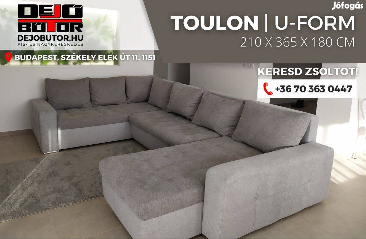 Új Toulon sarok prémium kanapé ülőgarnitúra 210x365x180 cm ualak gray