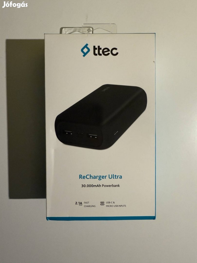 Új Ttec Recharger Ultra 30.000 mAh powerbank - fekete - bontatlan