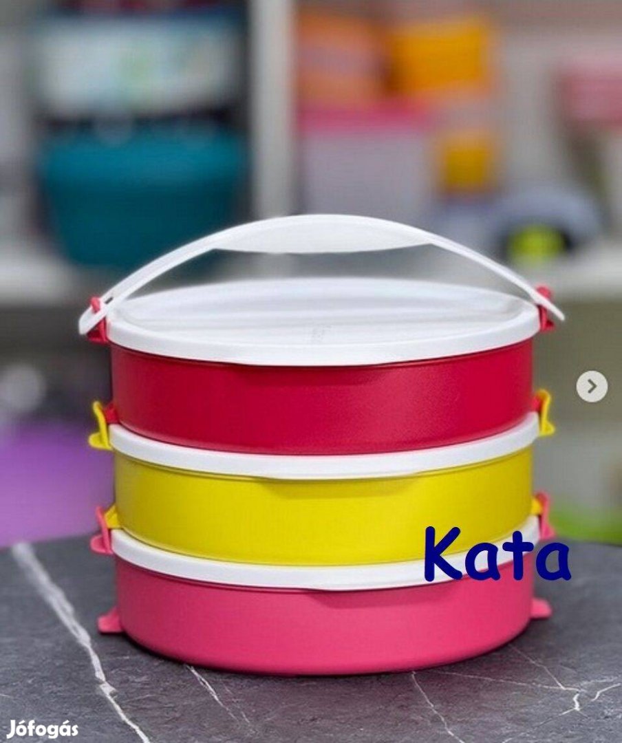 Új Tupperware Klikk Kerek Ételhordó 3 x 880 ml