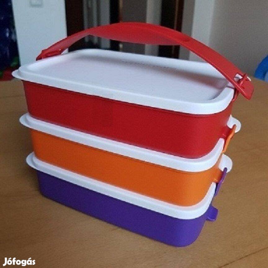 Új Tupperware Klikk Szögletes Ételhordó 3 x 900 ml