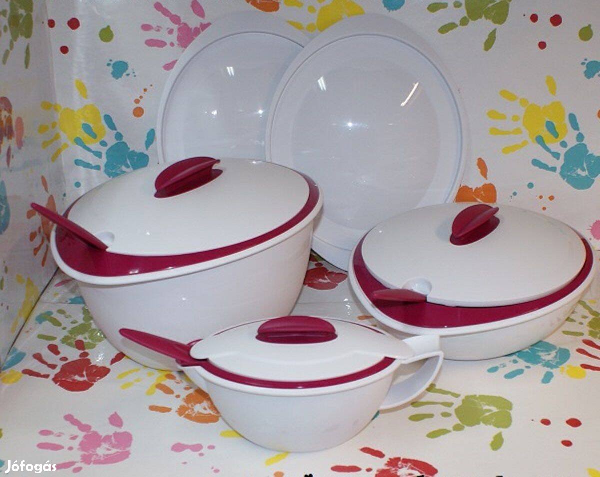 Új Tupperware Magenta Mediterrán Tálaló szett tálalókanállal akciósan