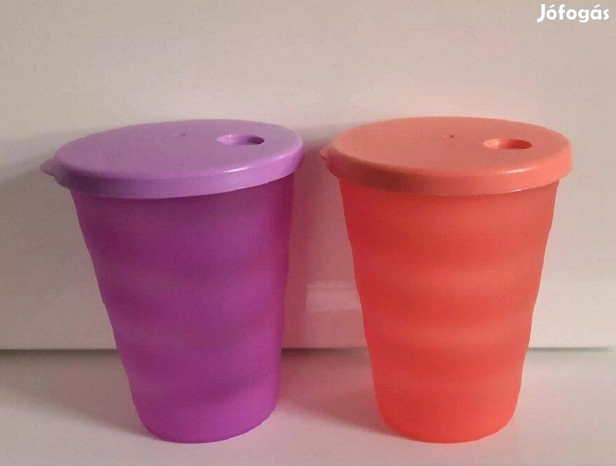 Új Tupperware Új Hullám Szívószálas Pohár szett 2 x 330ml