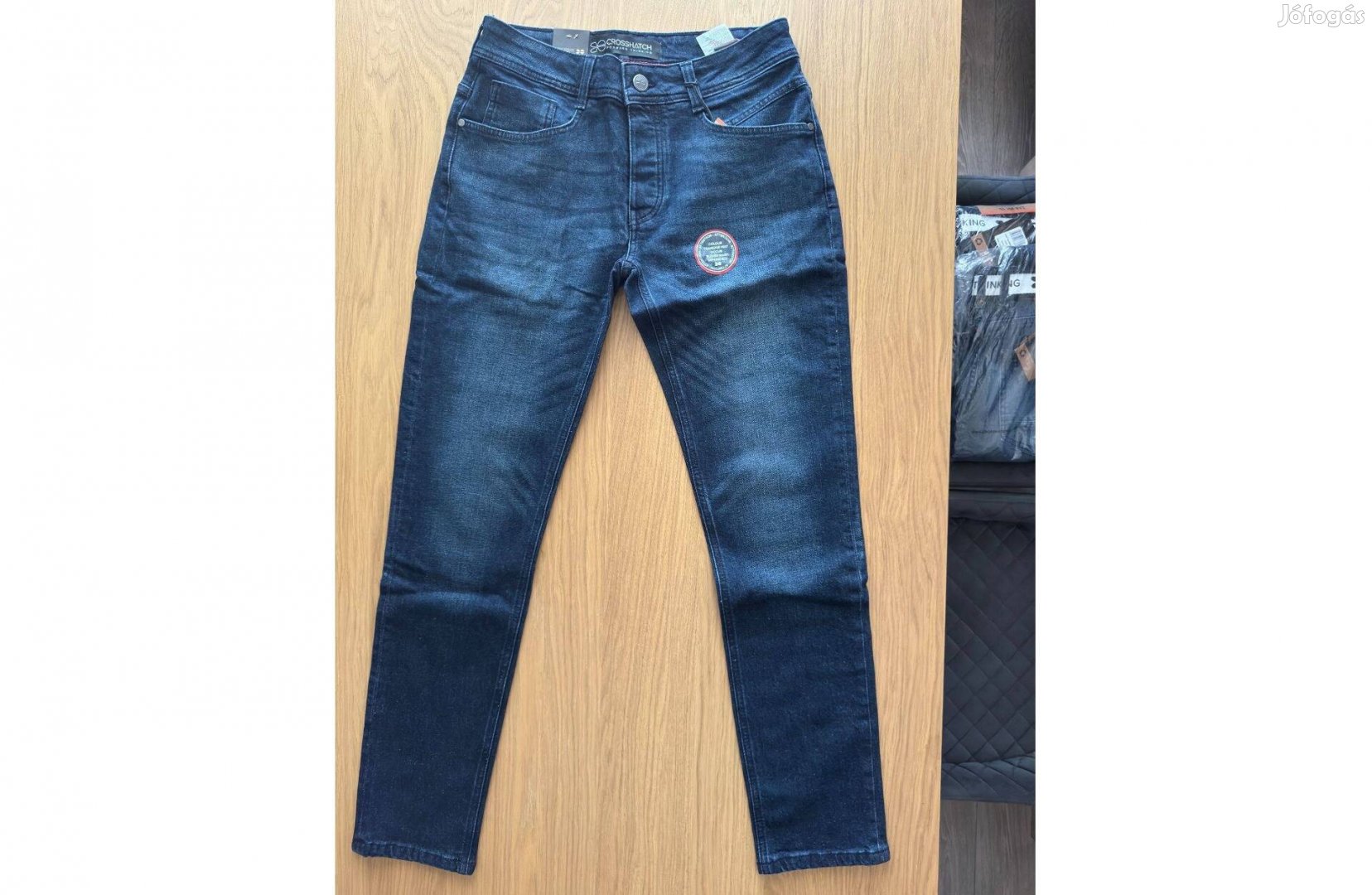 Új W32-38 L32 Crosshatch Malcolm Dark Wash Férfi Farmer Farmernadrág