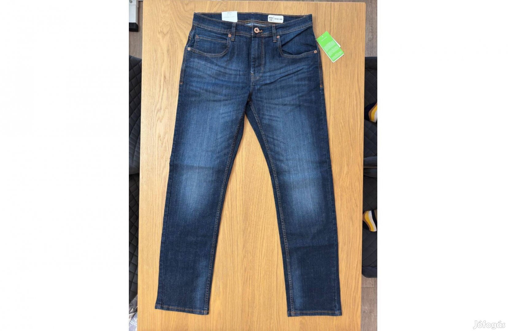Új W33 L32 Takko Kék Férfi Farmer Straight Fit Koptatott Stretch Pamut