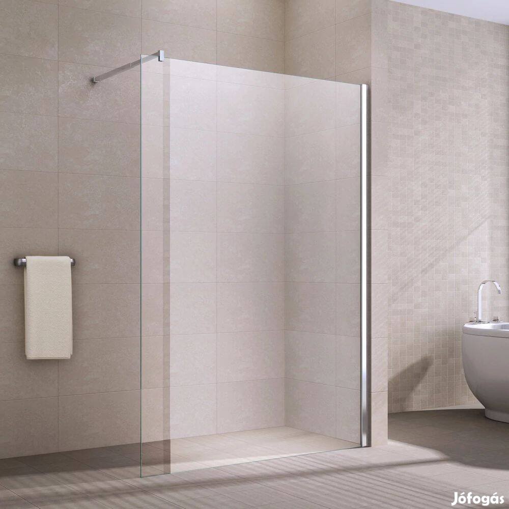 Új Walk-in zuhanyfal 80x200cm, 8mm,vizlepergető réteggel, szerelvények