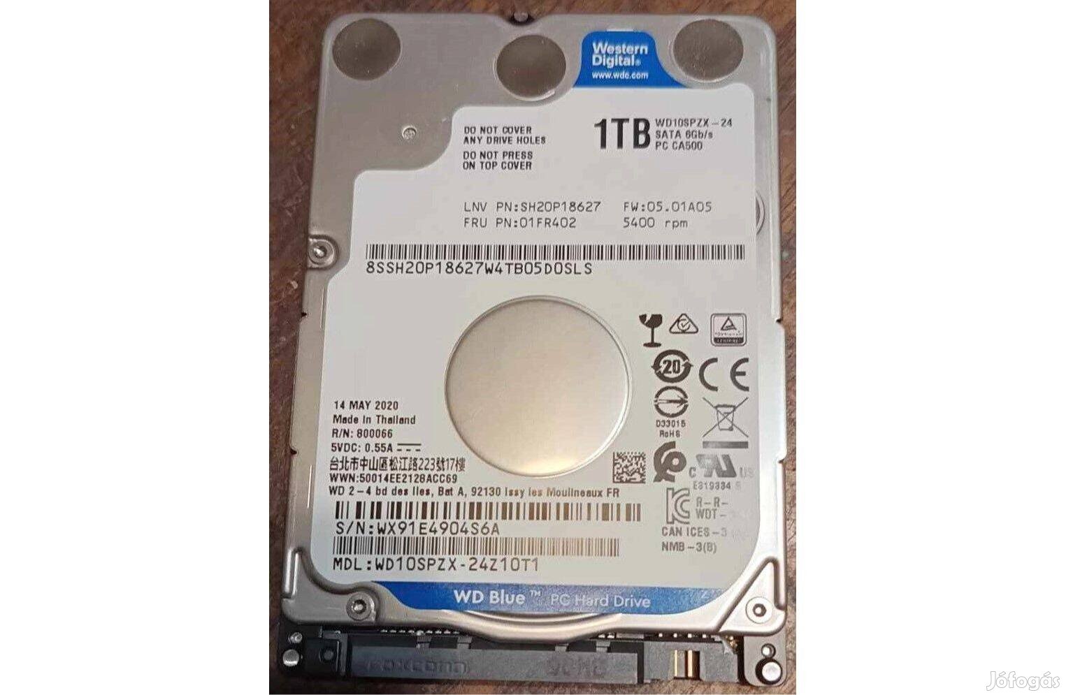 Új Western Digital 1 TB, 1000 GB laptop HDD 2.5" Merevlemez winchester