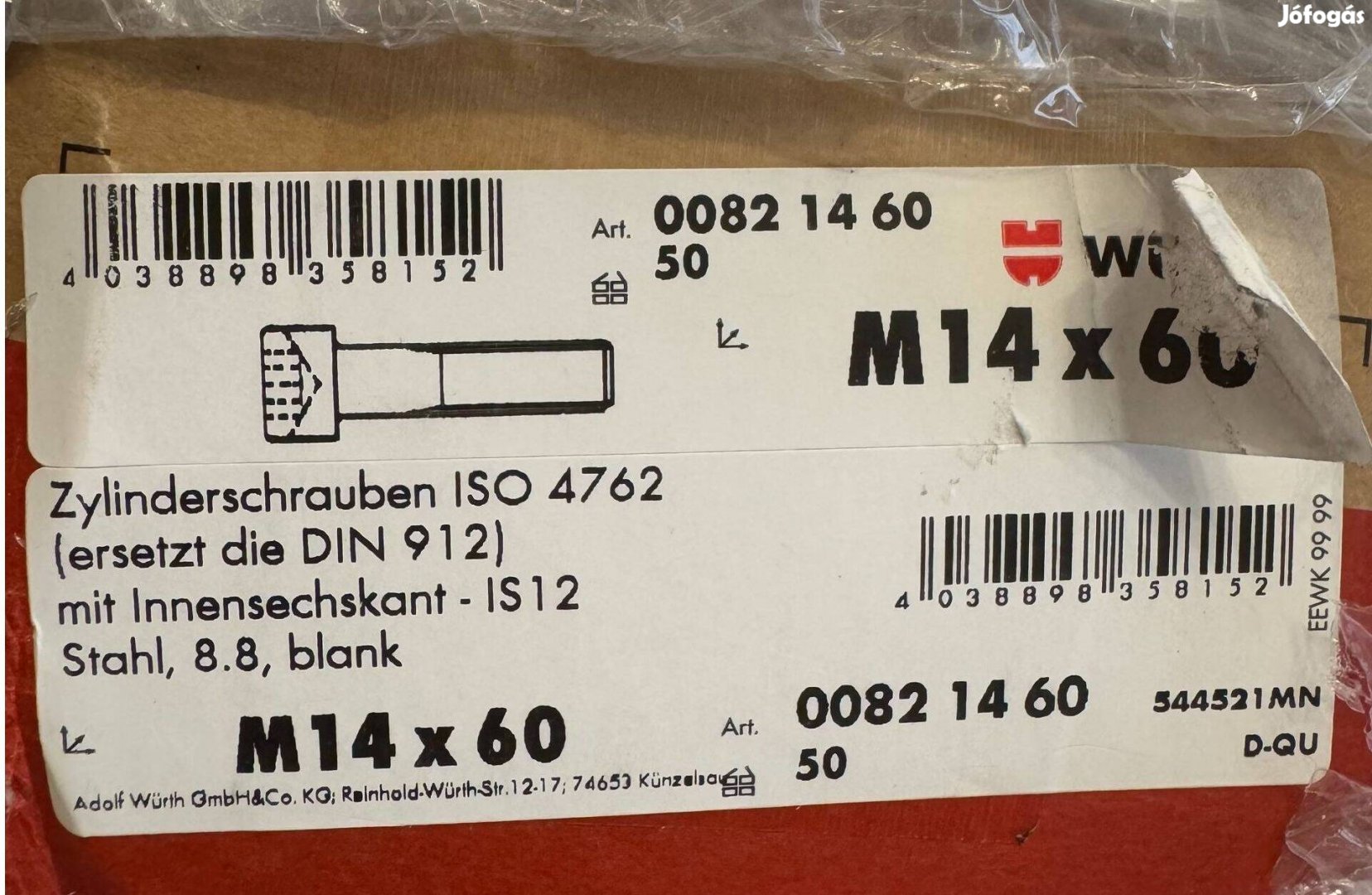 Új Würth Belsőkulcsnyílású Acél Csavar ISO Kezeletlen 8.8