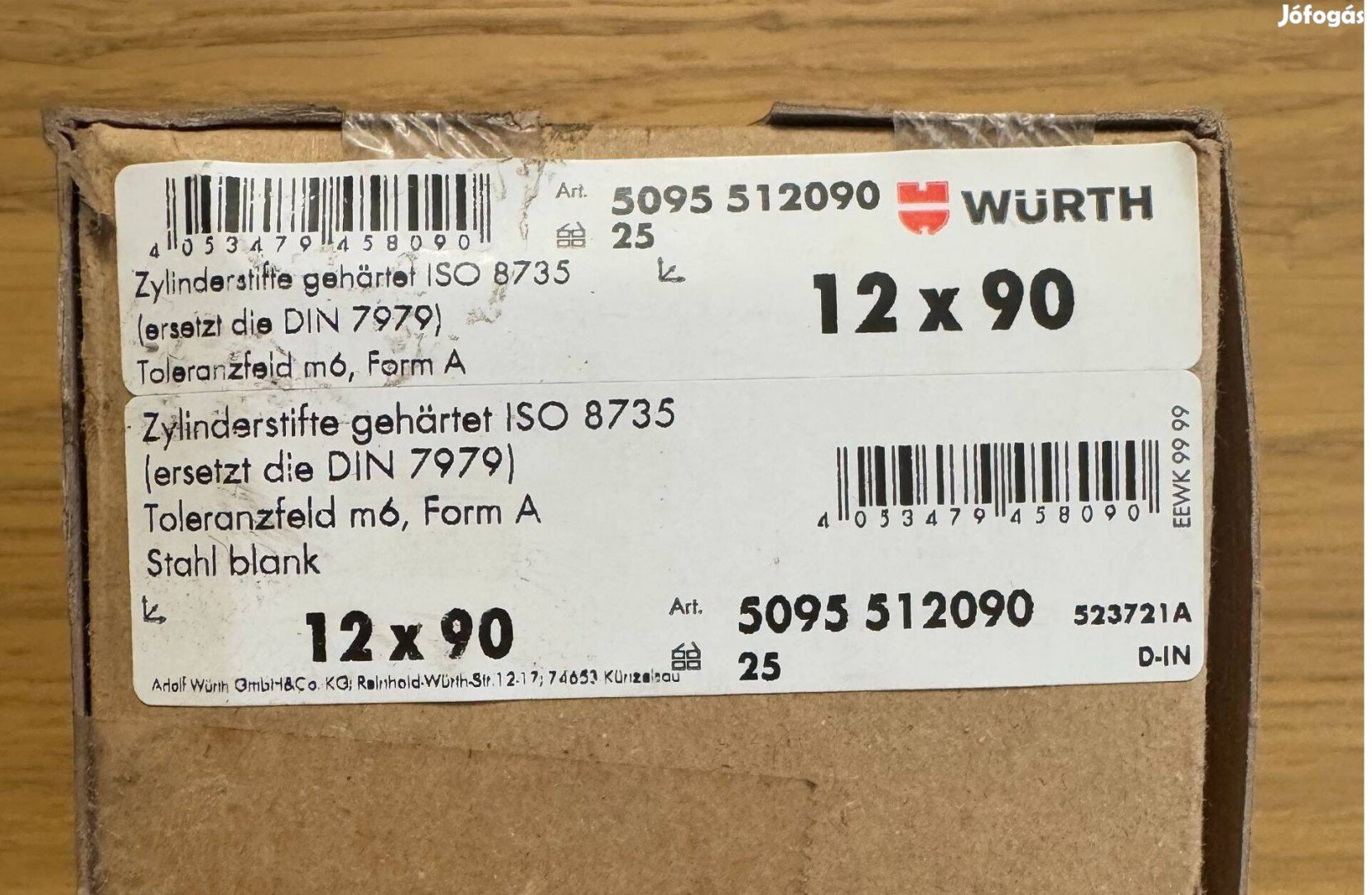 Uj Wurth Illesztoszeg, belso menettel edzett ISO 8735 acel A M6