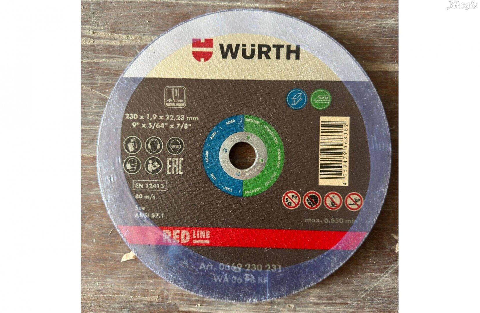 Új Würth Vágótárcsa Acélhoz Nemesacélhoz 230x1,9x22,23 mm 0669230231