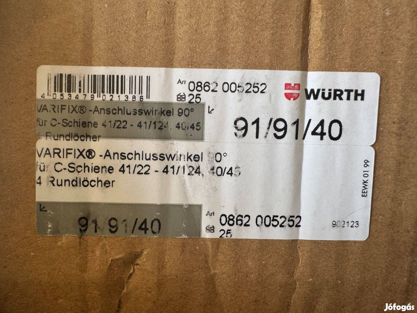Uj Wurth Varifix csatlakozo tartoelem 90° 4 kerek furattal L Vas