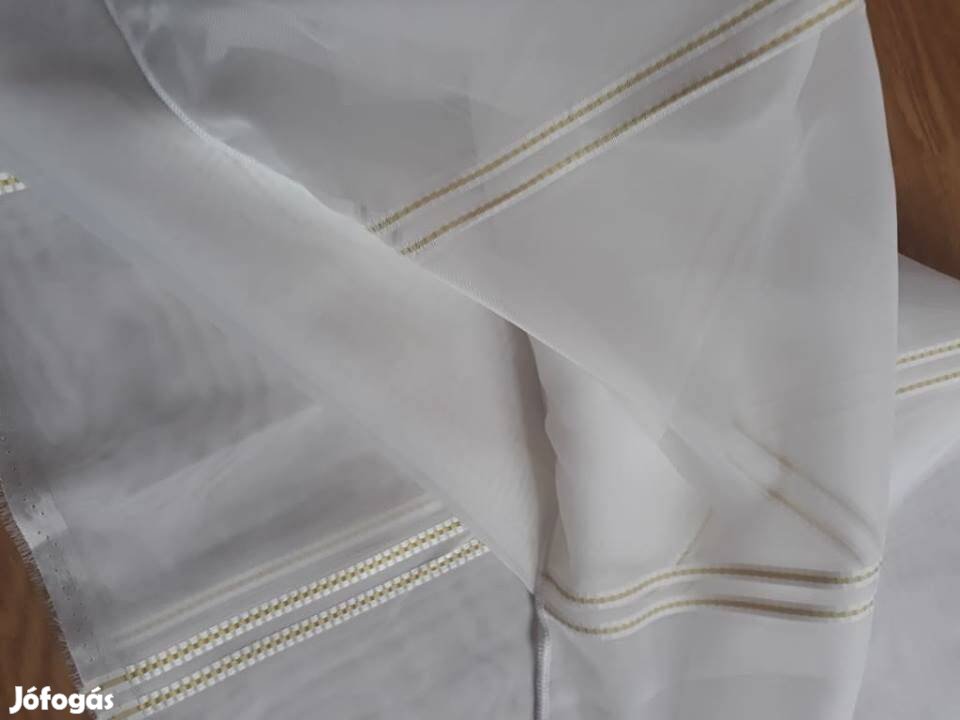 Új Zöld csíkozású voile függöny 5m x180 cm Akció