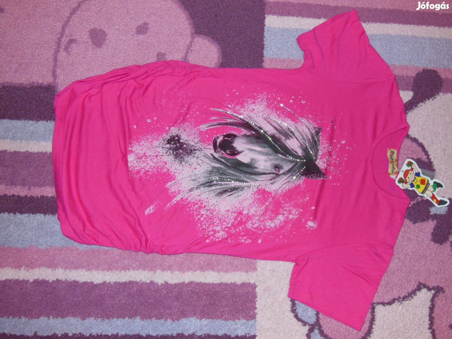 Új, 158-as Lányka, tini, lovas, kövecskés póló, tunika