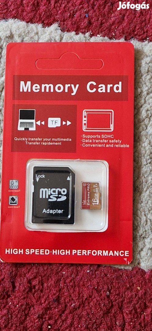 Új, 16 GB microsd kártya adapter.
