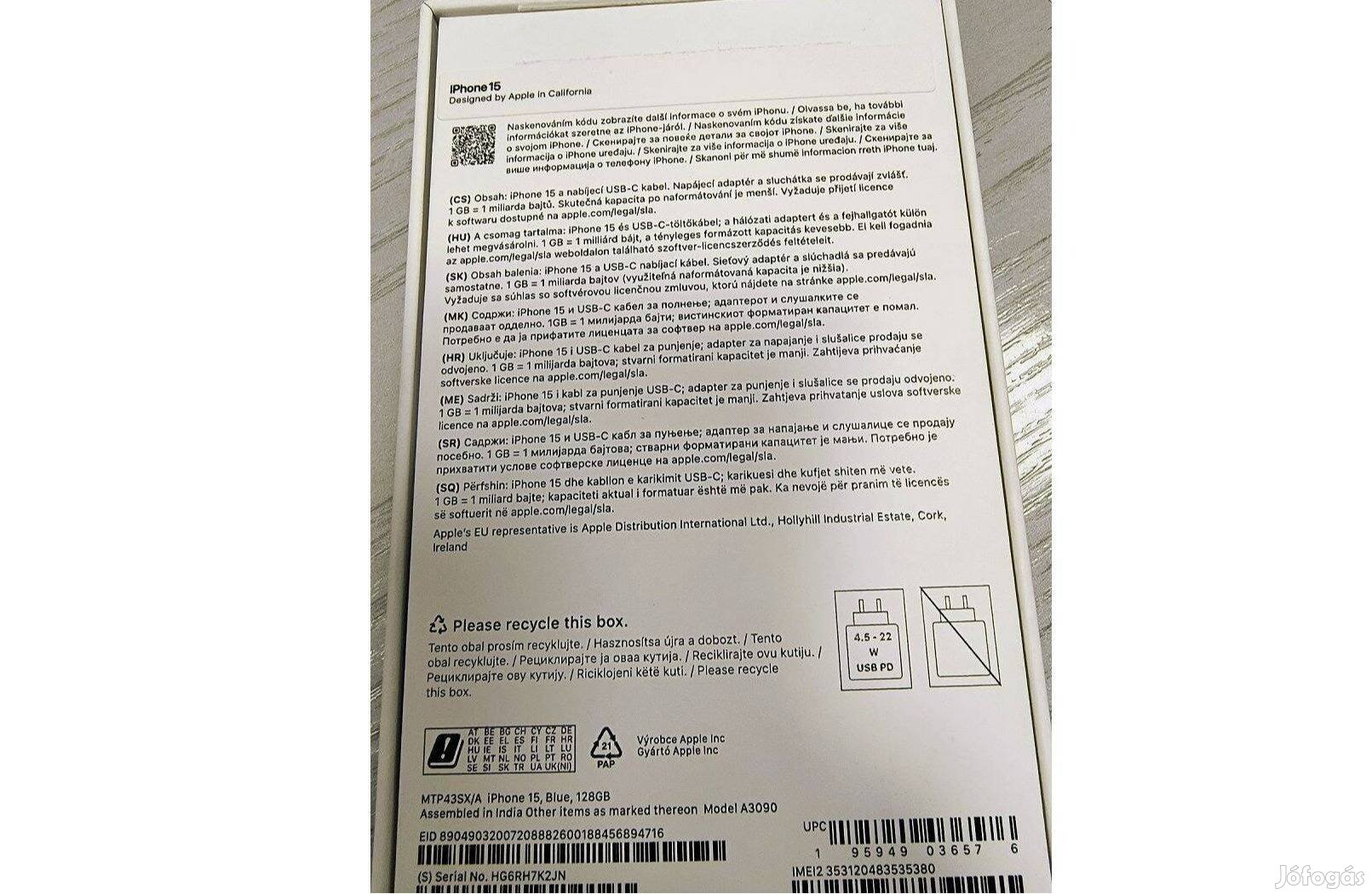 Új (1 hónapos) Apple iphone 15 telefonomat eladnám