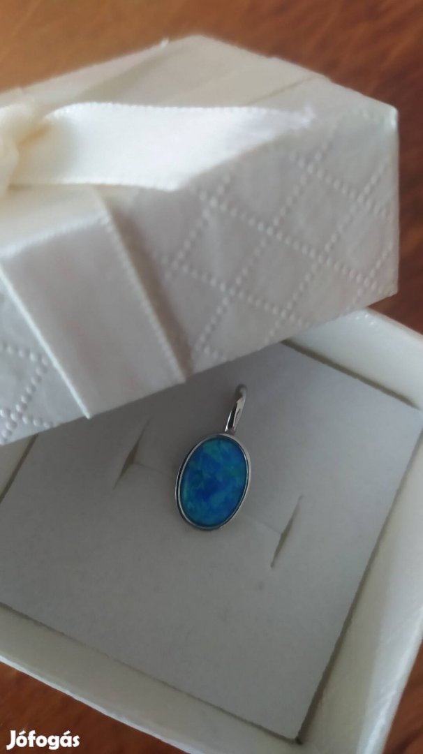 Új, 925-ös Ezüst kék opál köves medál