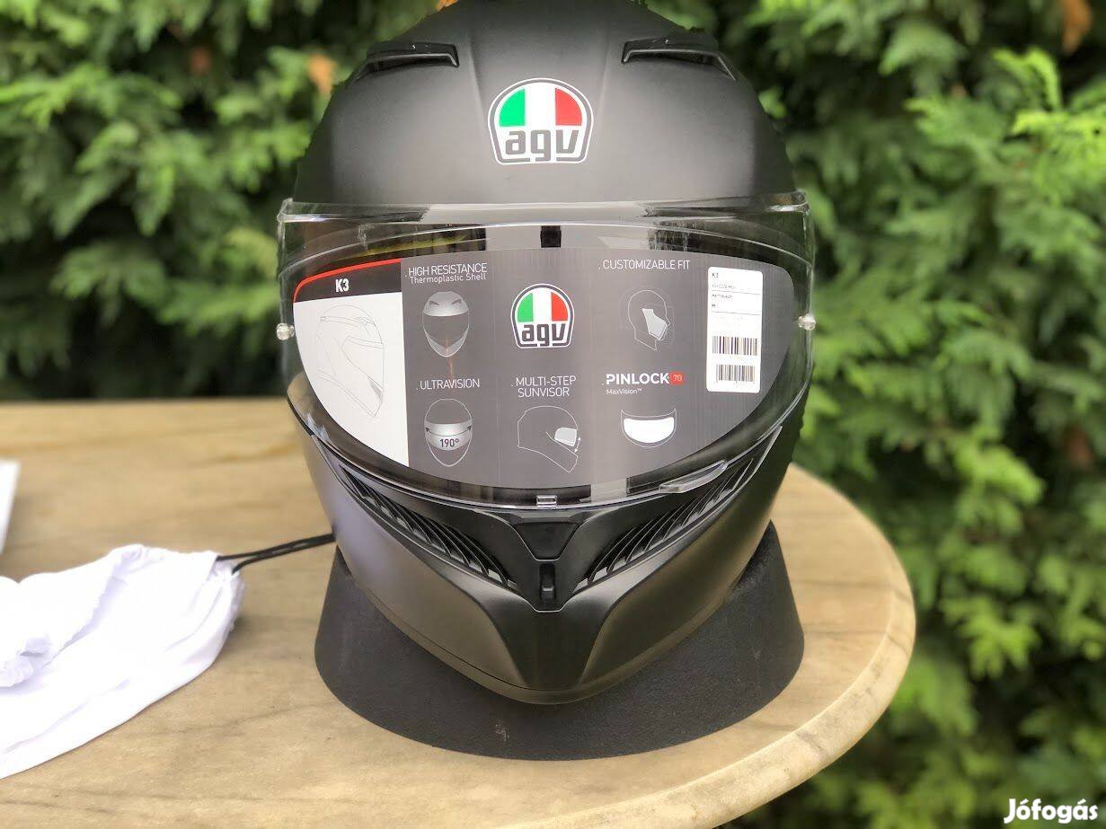 Új! AGV K3 bukósisak M-es matt fekete. Ingyen Foxpost!