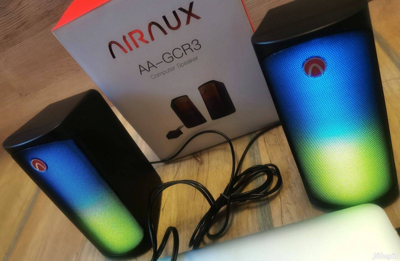 Új, Airaux AA-GCR3 számítógép hangszóró RGB fény HiFi sztereó