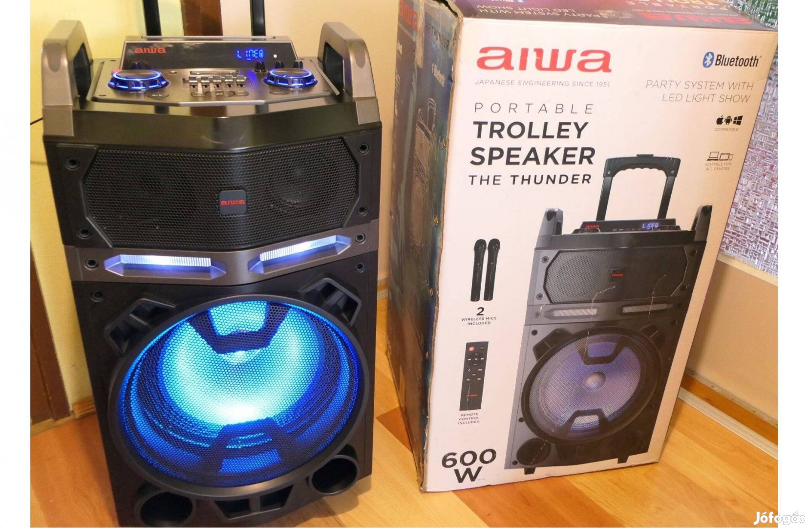 Új! Aiwa Party hordozható hangfal hangrendszer 600W