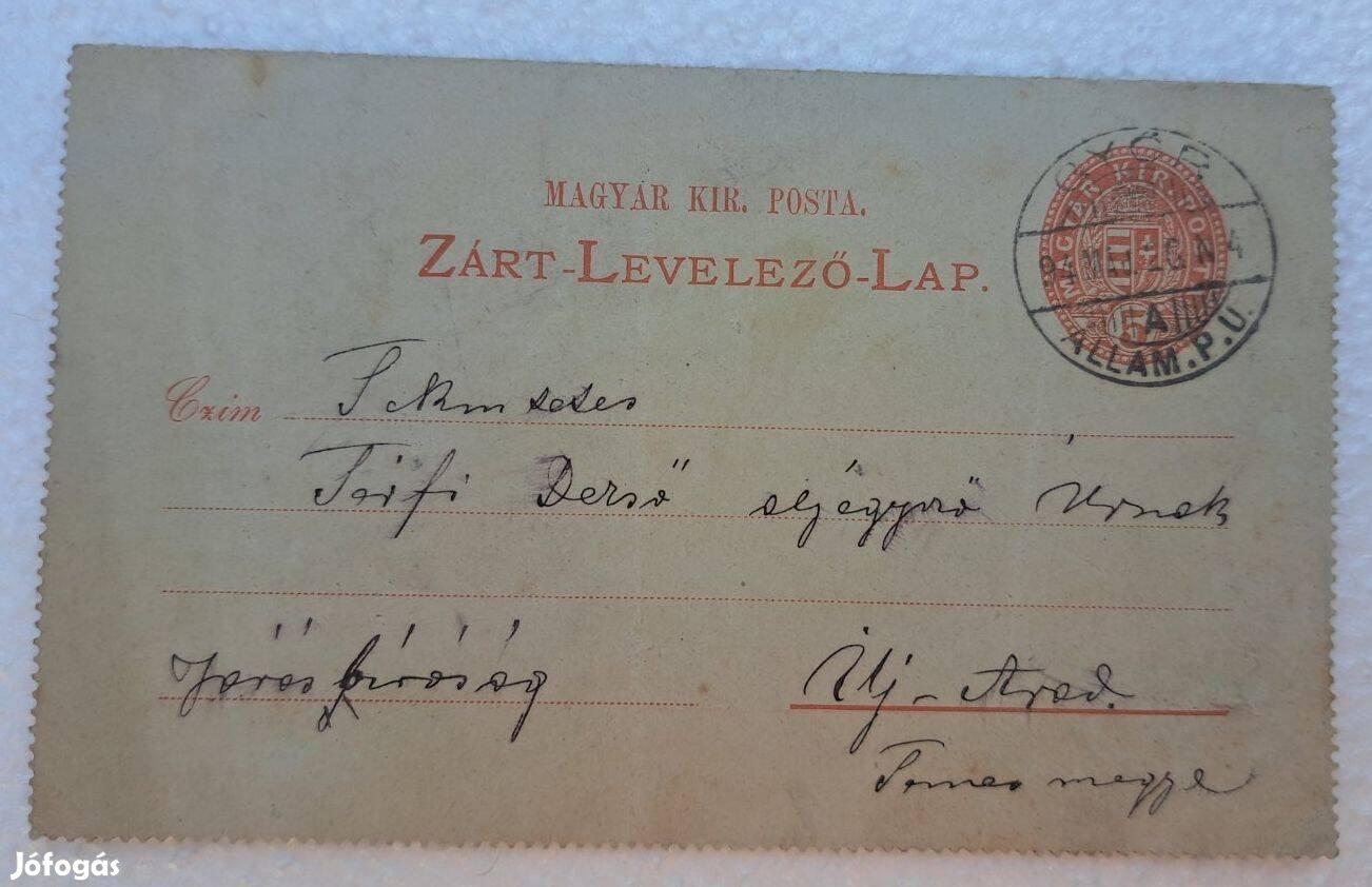 Uj -Arad -Győr 1894 Győr Állam P.U