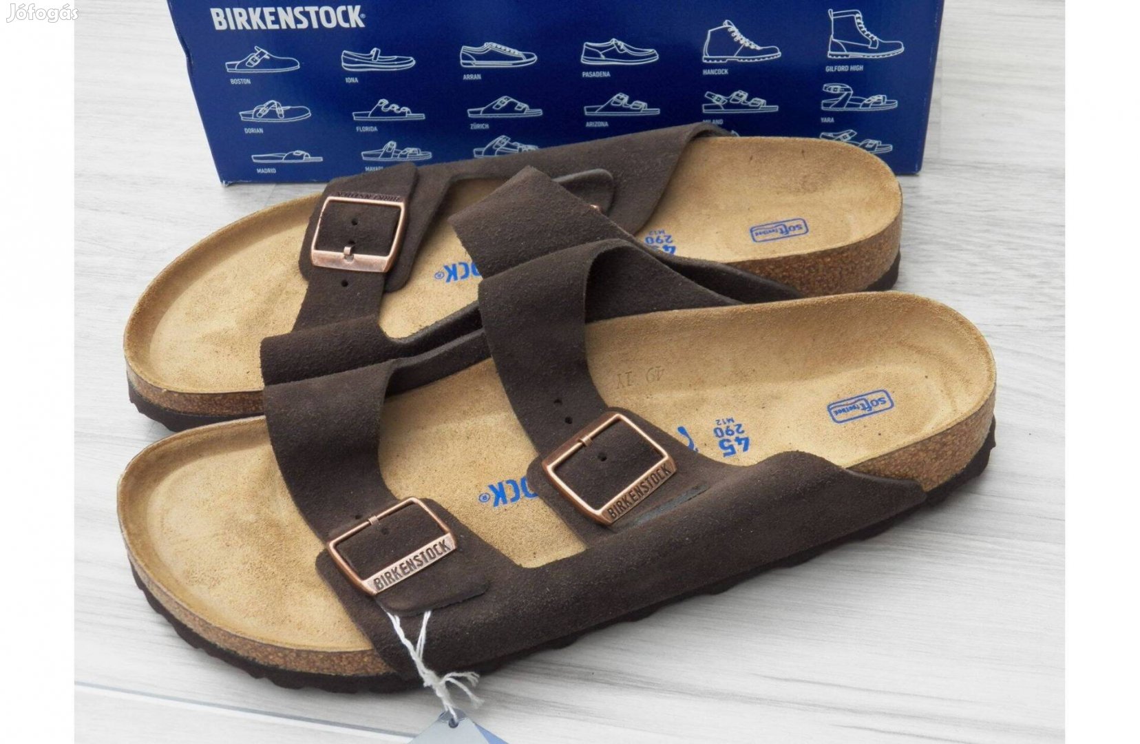Új! Birkenstock Arizona SFB teljes bőr papucs, 45 -ös Keskenyebb