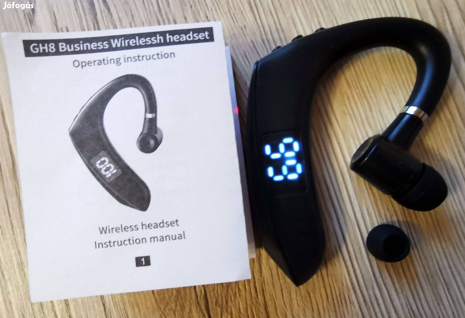 Új, Bluetooth digitális kijelzős egyfülű, horgos fülhallgató(HD call)