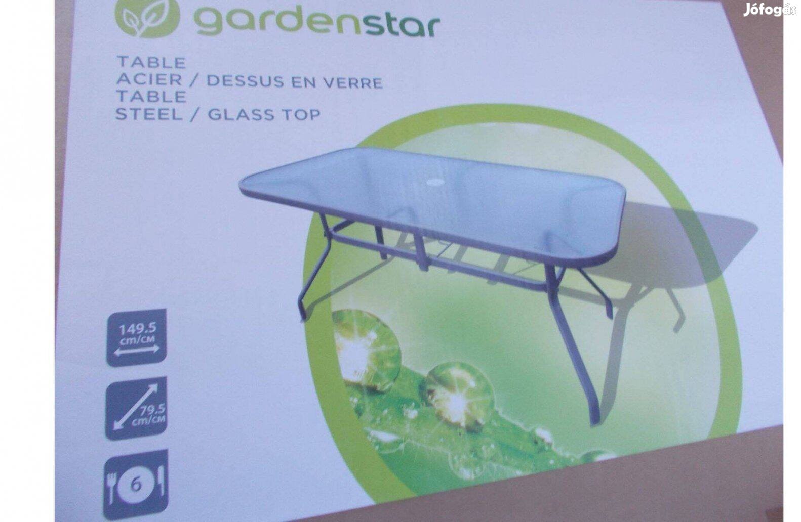 Új! Bontatlan! Gardenstar 6 személyes üvegasztal