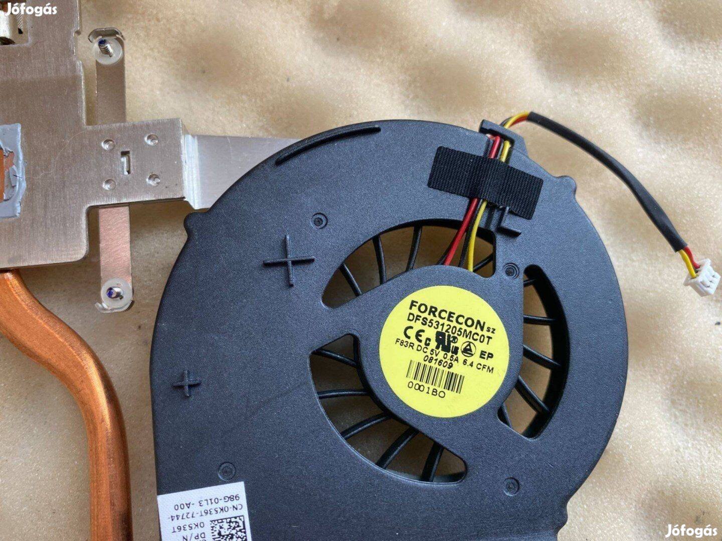 Új! Dell Inspiron 1750 heatsink hűtőborda ventilátor UMA K536T 0K536T