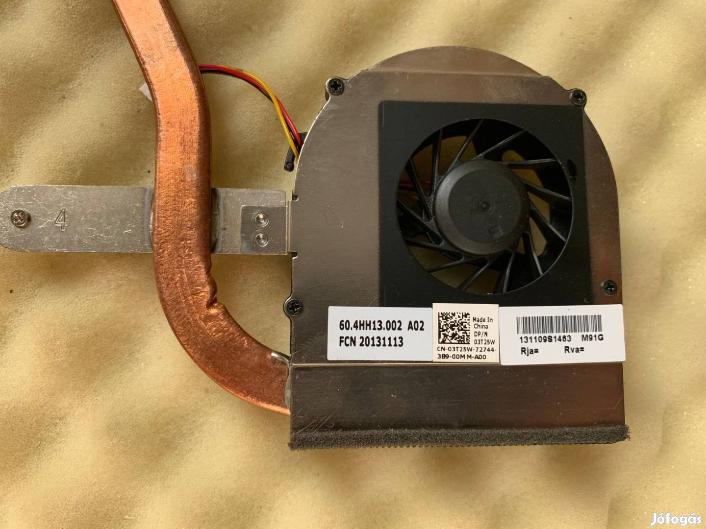 Új! Dell Inspiron N5010 heatsink hűtőborda ventilátor 3T25W DFB451005M
