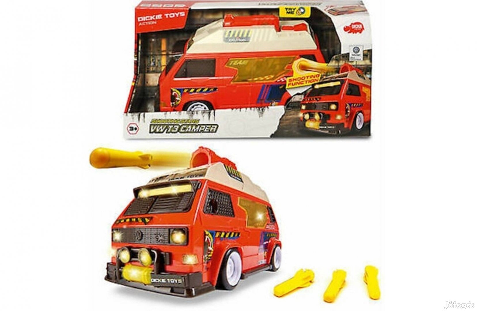 Új! Dickie Toys Volkswagen T3 Camper játék autó lövedékekkel