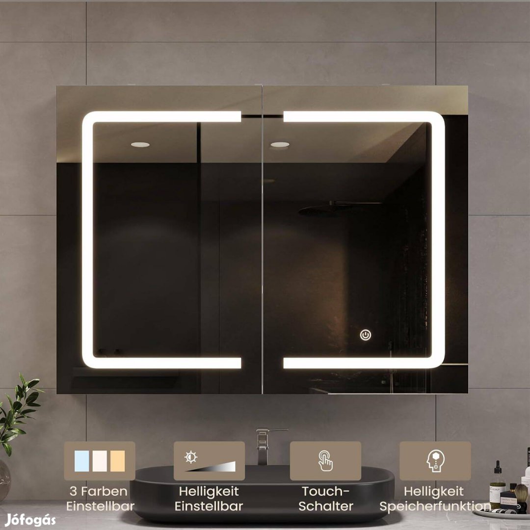 Új! Dictac Fürdőszobai tükrös szekrény 80cm