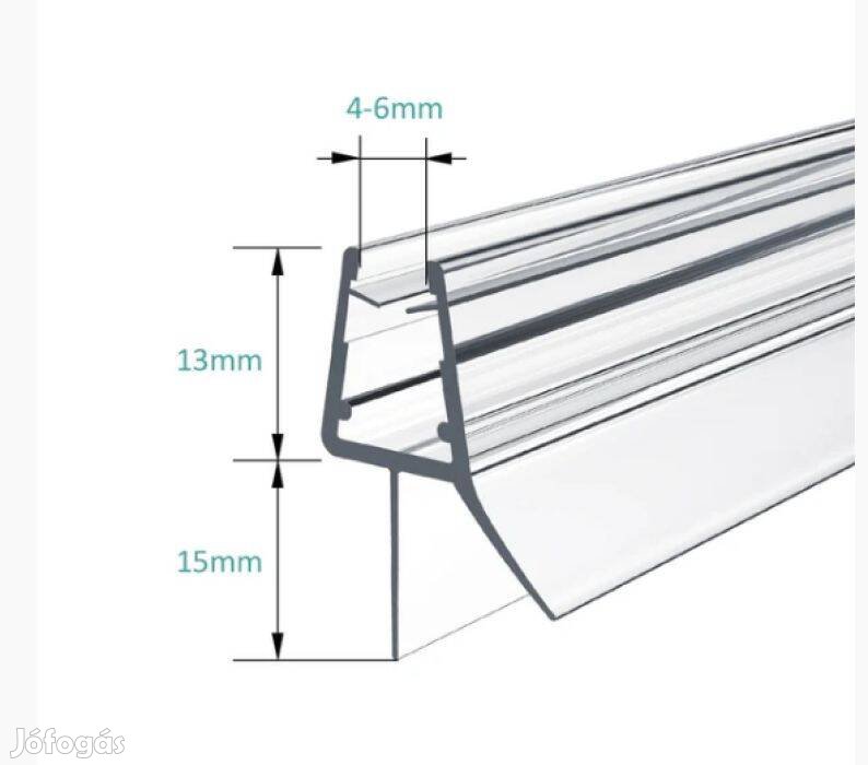 Új! Emke zuhanytömítés vízzáró 4-6mm üveghez 100cm méretre