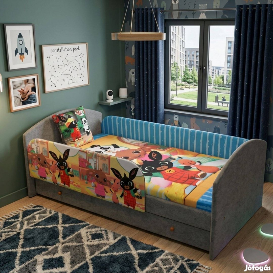 Új! Fiús,leesésgátlós gyerekágy!