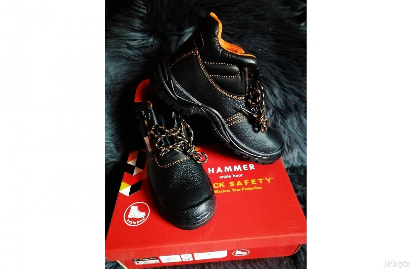 Új "Hammer" Rock Safety Férfi cipő, bakancs dobozában