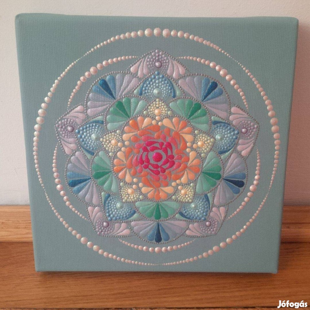 Új! Indriya mandala kép kézzel festett 20x20cm