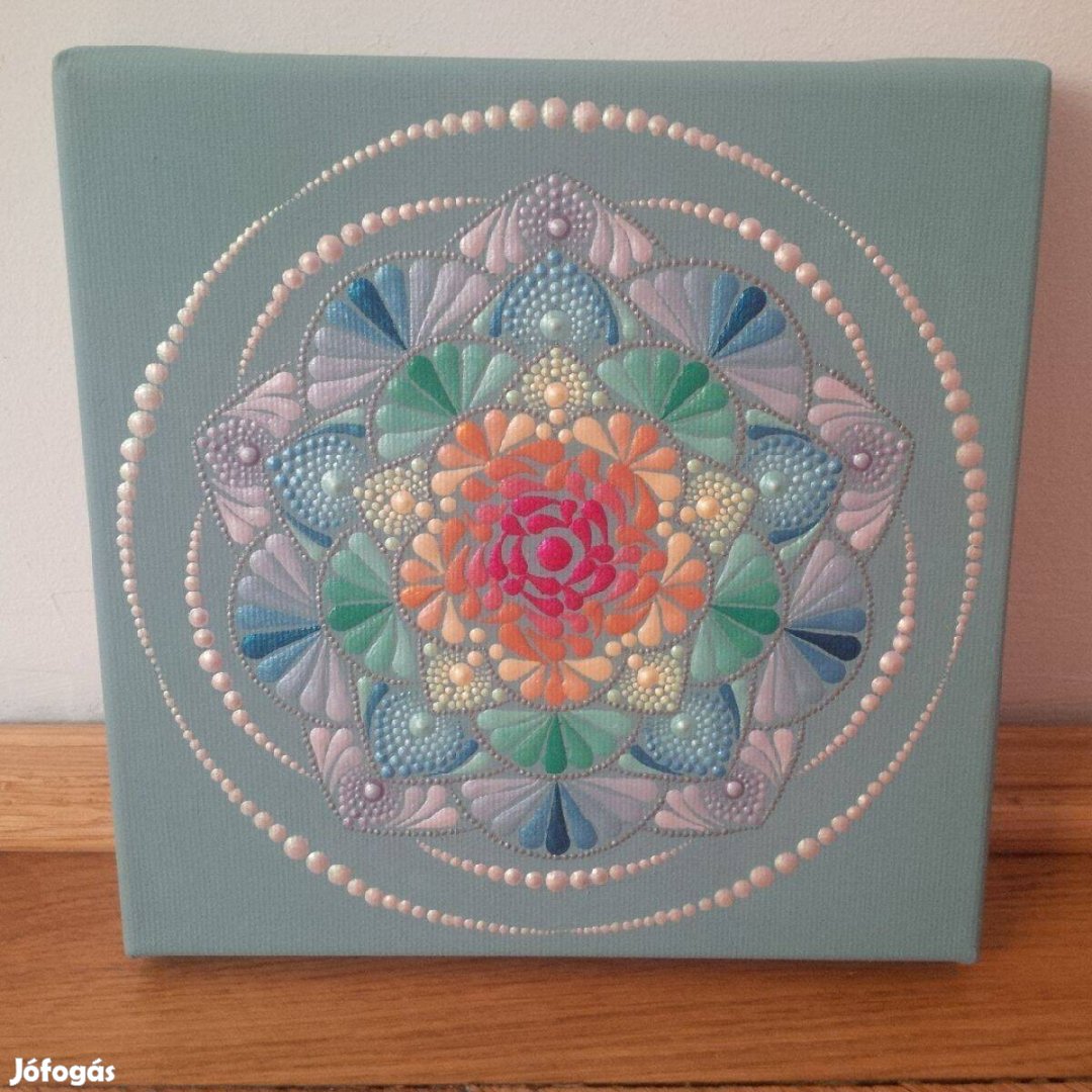 Új! Indriya mandala kép kézzel festett 20x20cm