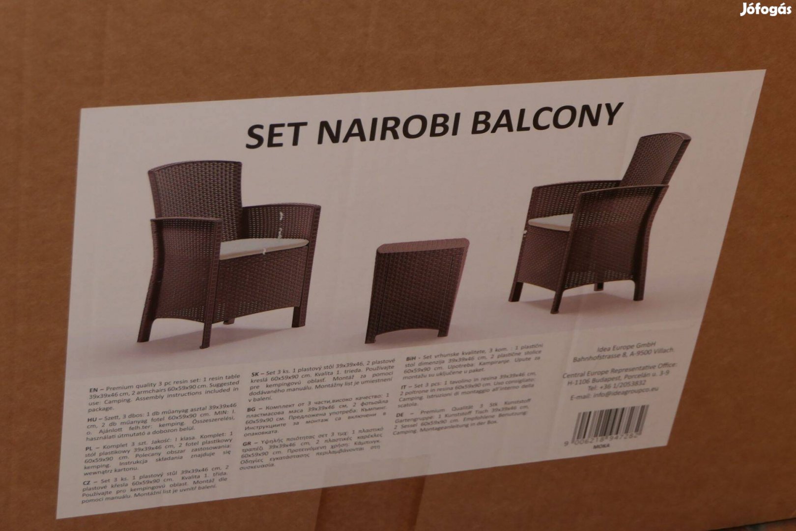 Új! Kerti bútor ülőgarnitúra rattan Nairobi Balcony 2 fotel asztal