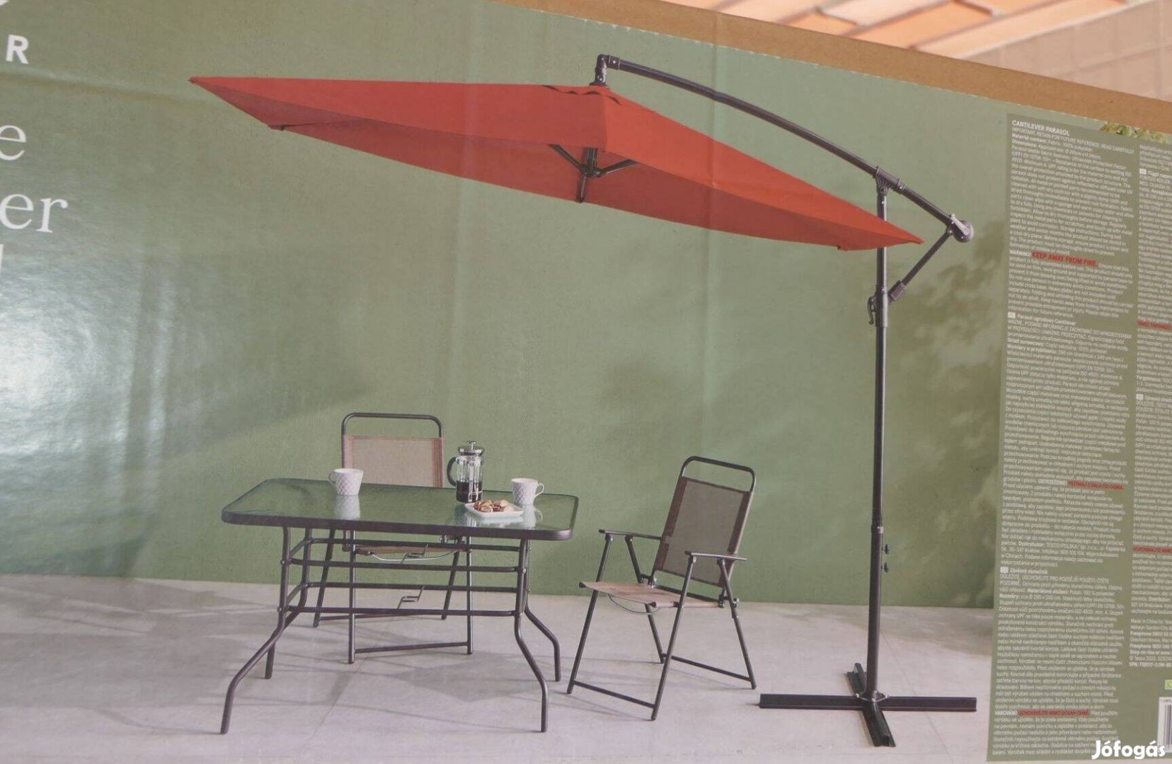 Új! Kerti konzolos napernyő 3m összecsukható Ingyen szállítás