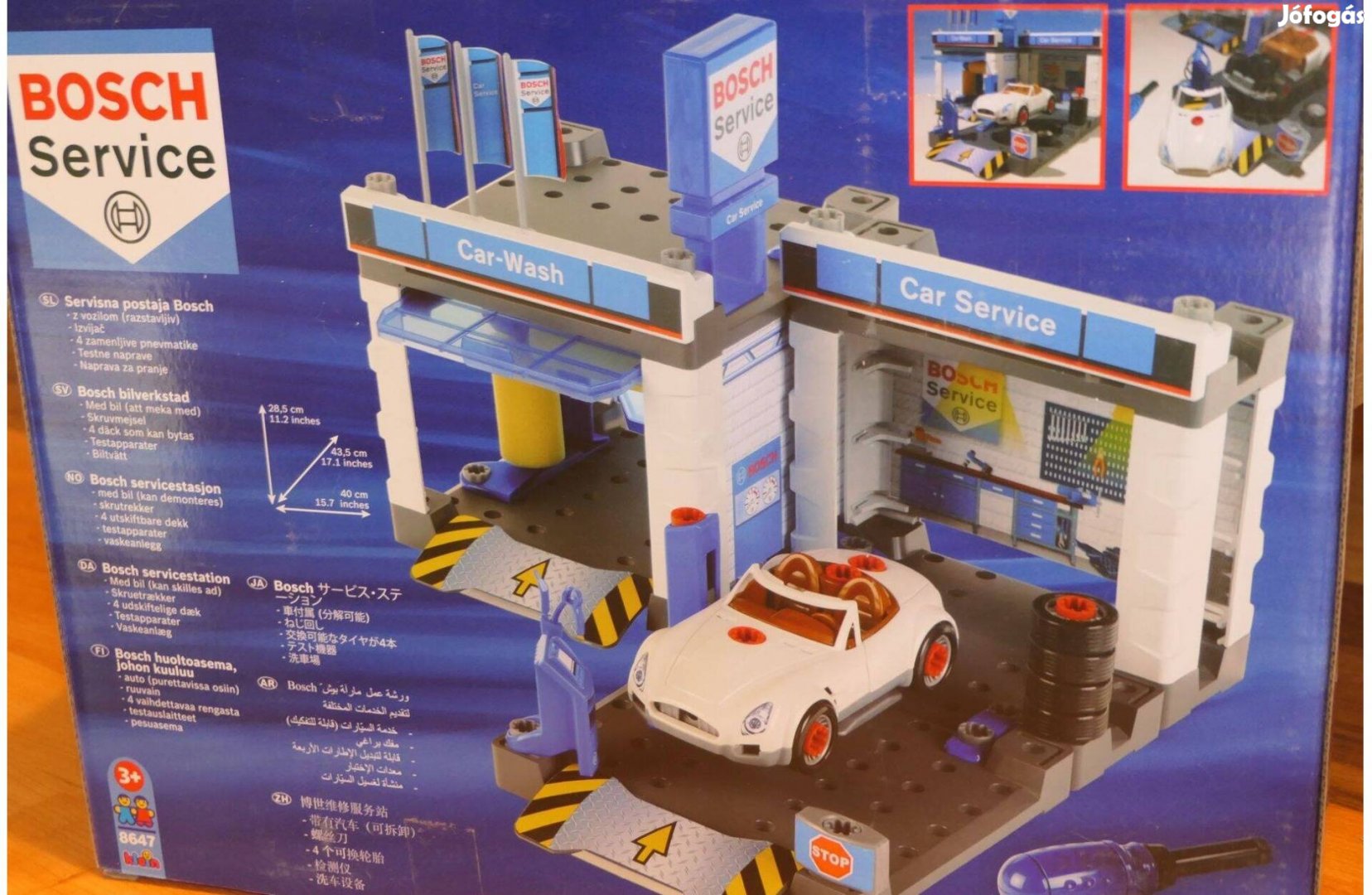 Új! Klein Bosch Service szerelőműhely autómosóval autós játék