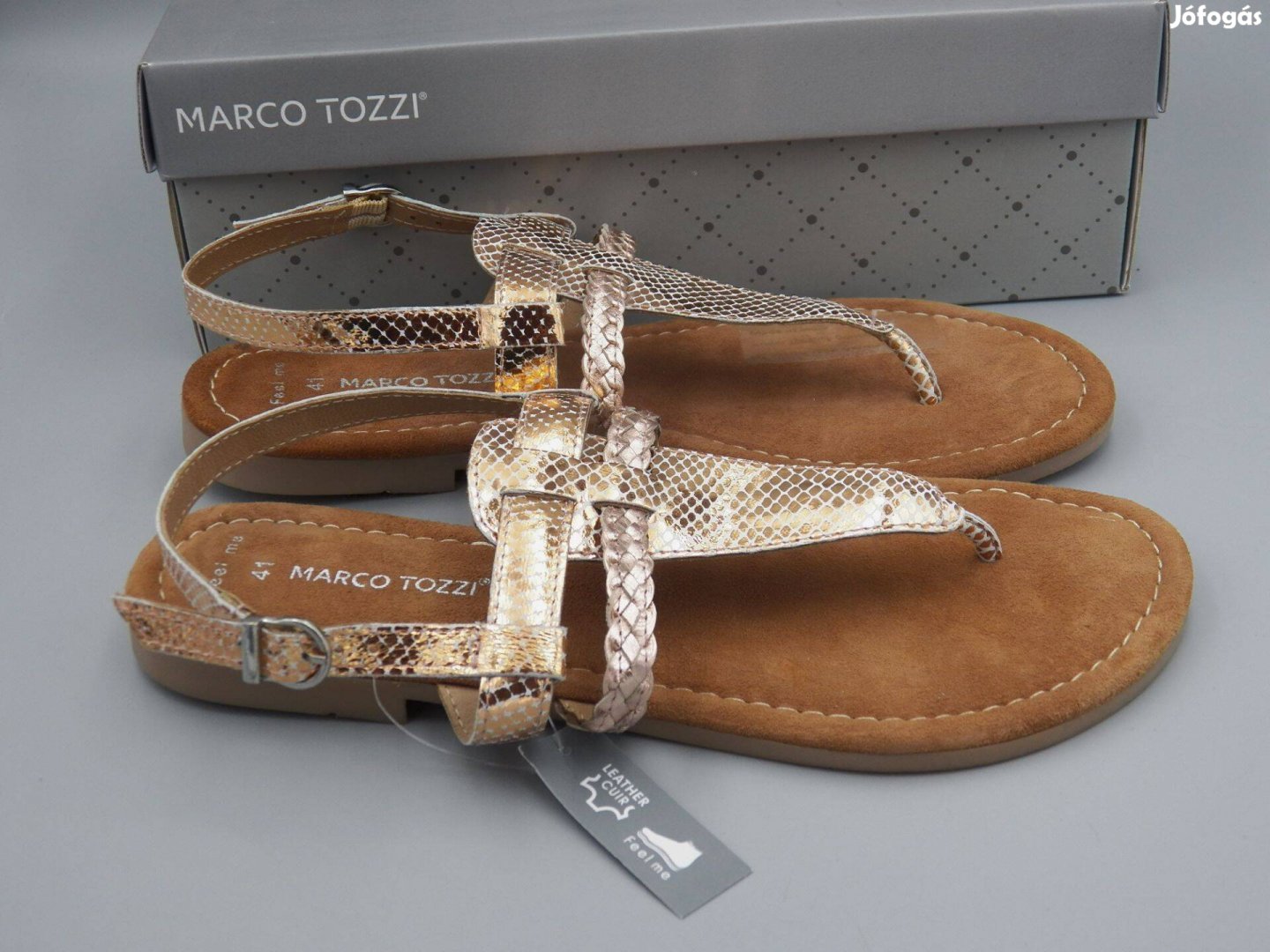 Új! Marco Tozzi lábujjközös bőr szandál, 40 -es méretre