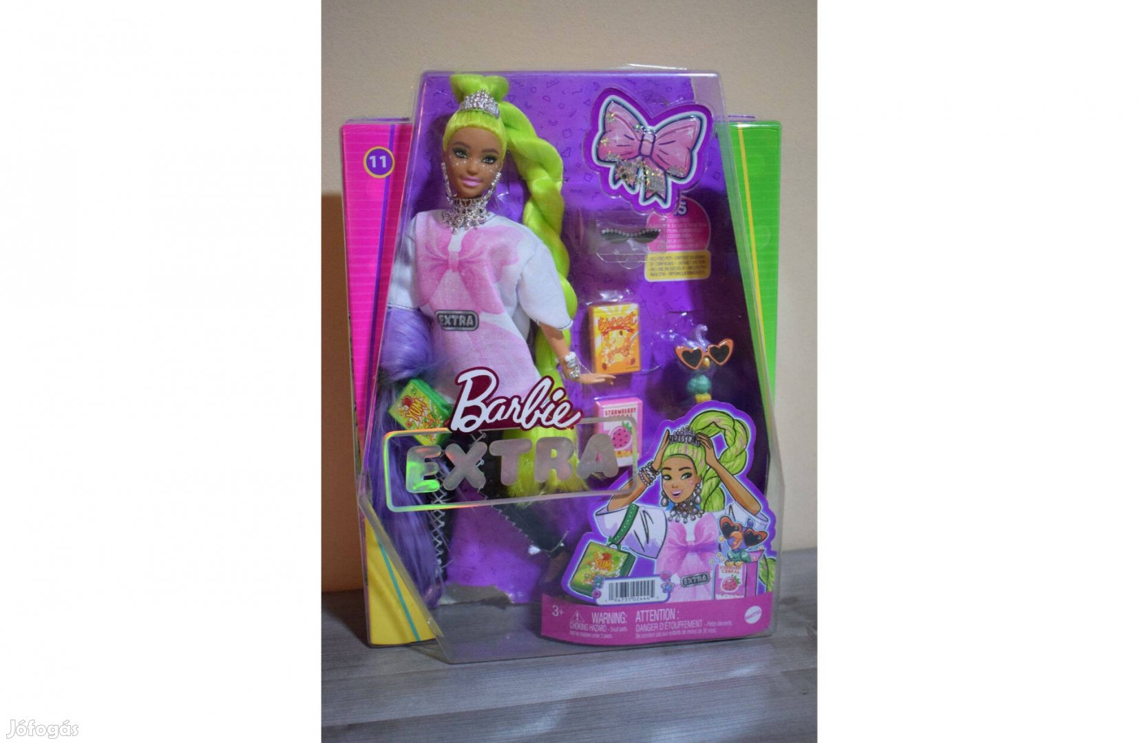 Új! Mattel Barbie Extra neonzöld hajú baba