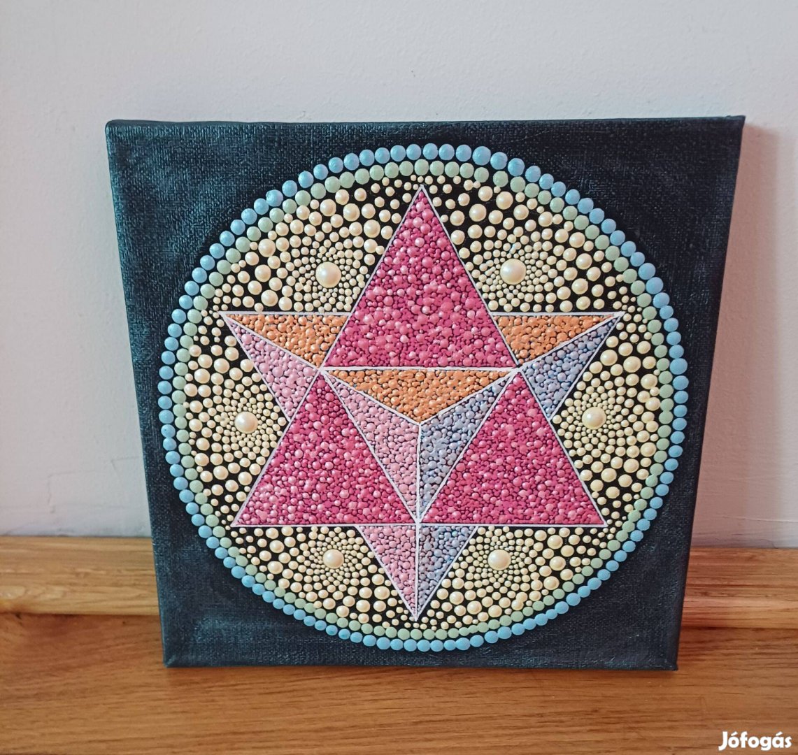 Új! Merkaba mandala kép kézzel festett 20x20cm