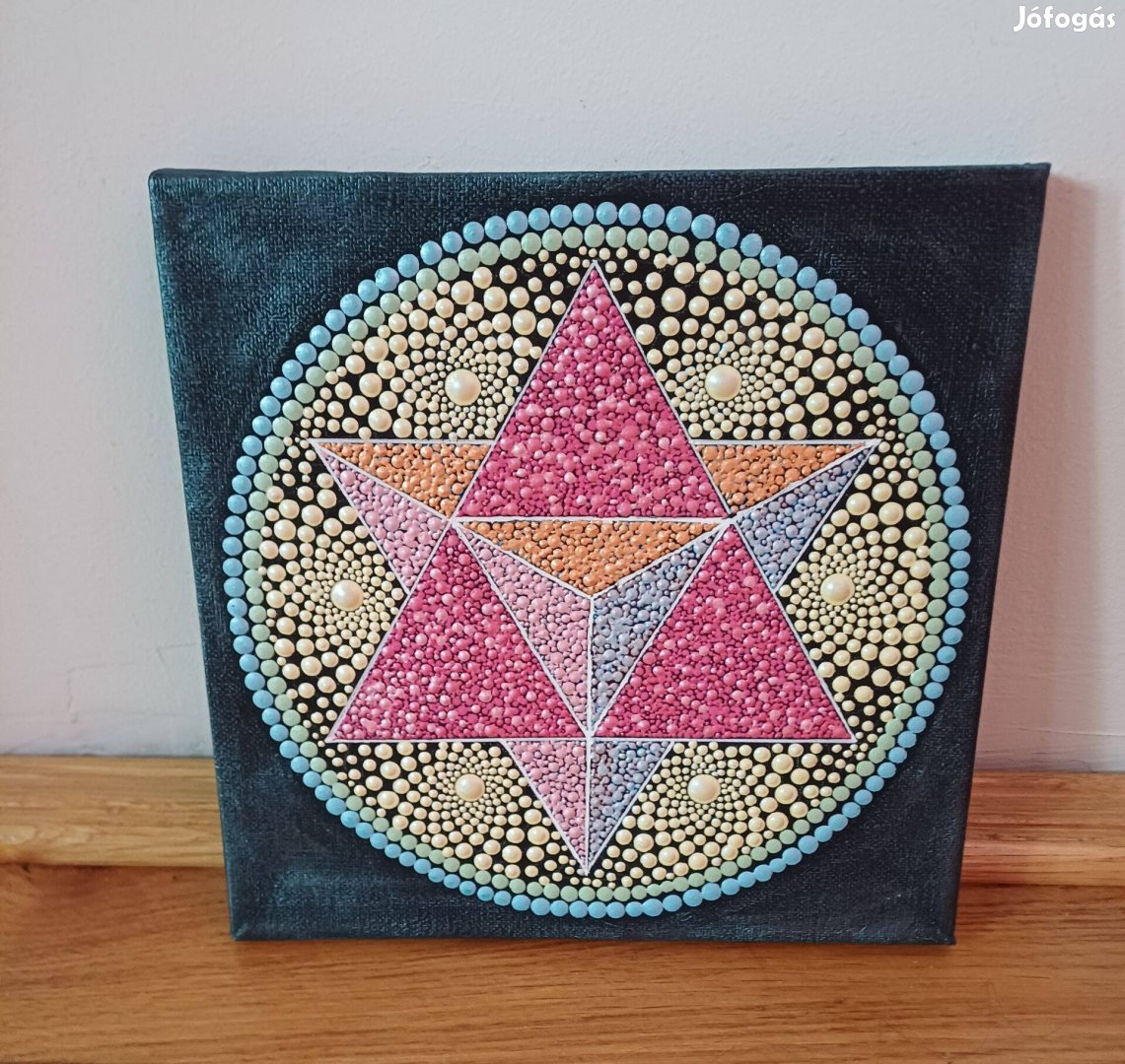 Új! Merkaba mandala kép kézzel festett 20x20cm