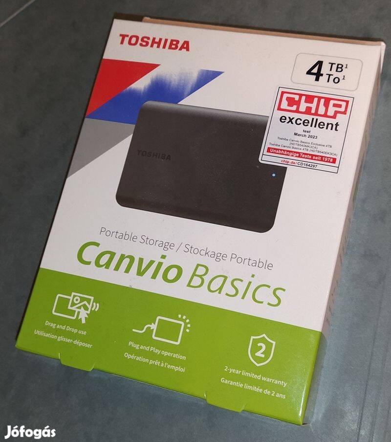 Új, Toshiba Canvio Bsics 4TB külső HDD USB3 eladó