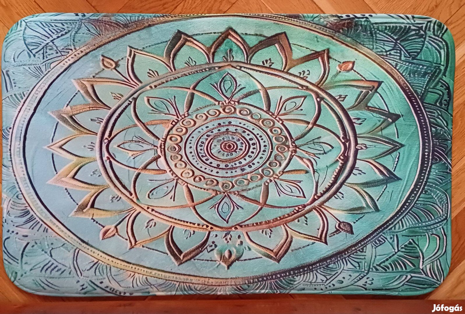 Új! Türkiz, arany Mandala szőnyeg 80x50cm