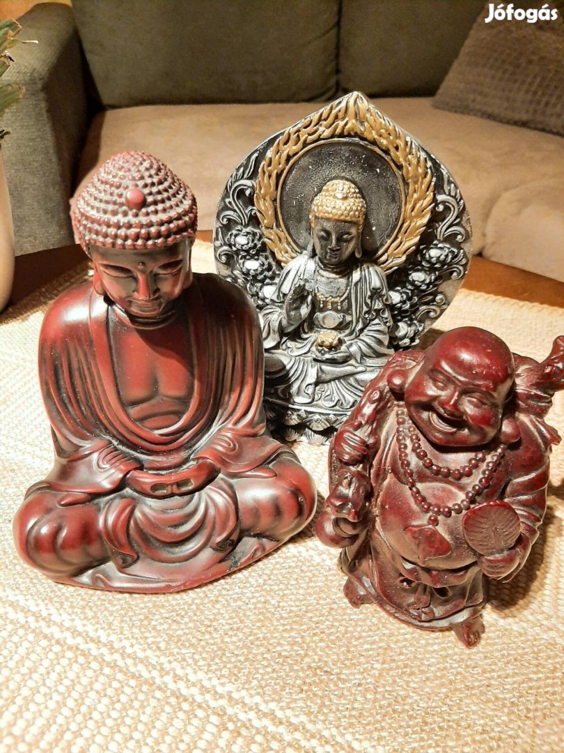 Új -Újszerű 3  db Buddha Szobor Együtt