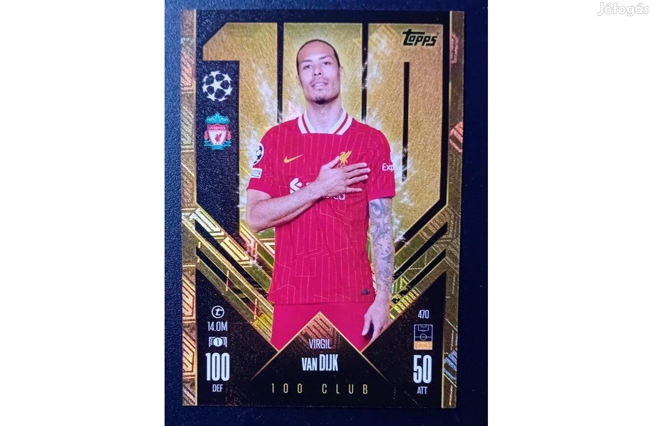 Új! Virgil van Dijk Liverpool 100 Club focis kártya Match Attax 2025