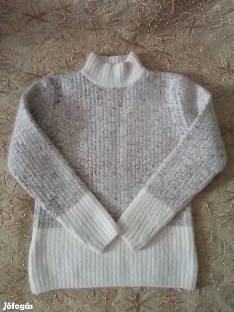 Új - Angóra pulóver - bézs-fehér - XS-S